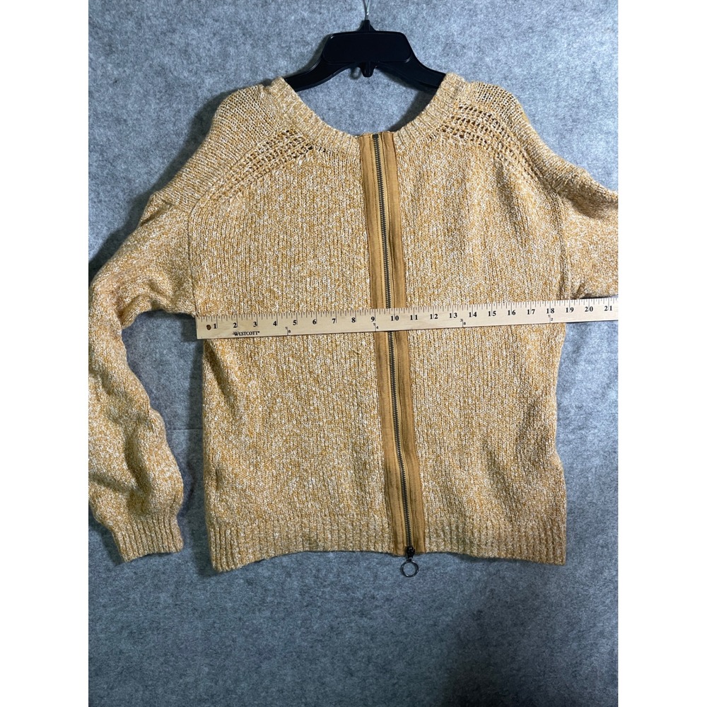 Abercrombie & Fitch Mustard Yellow Marled Knit Back Zip Sweater Womens Medium - Picture 13 of 14